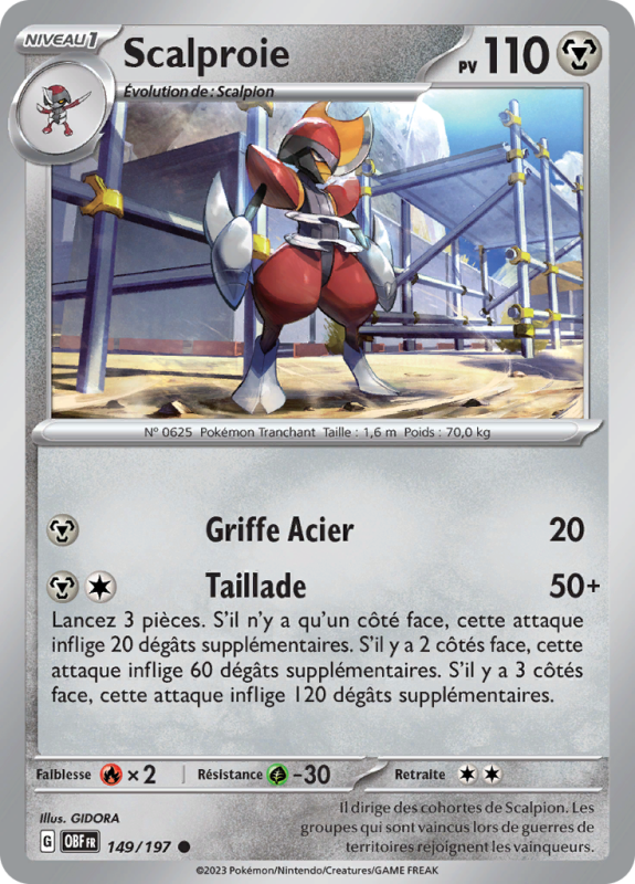 Carte Pokémon Scalproie 149/197 Commune Flammes Obsidiennes