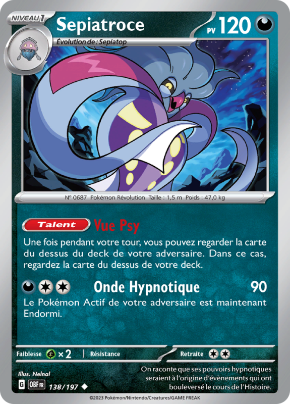 Carte Pokémon Sepiatroce 138/197 Peu commune Flammes Obsidiennes