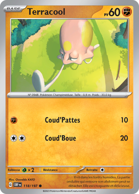 Carte Pokémon Terracool 118/197 Commune Flammes Obsidiennes