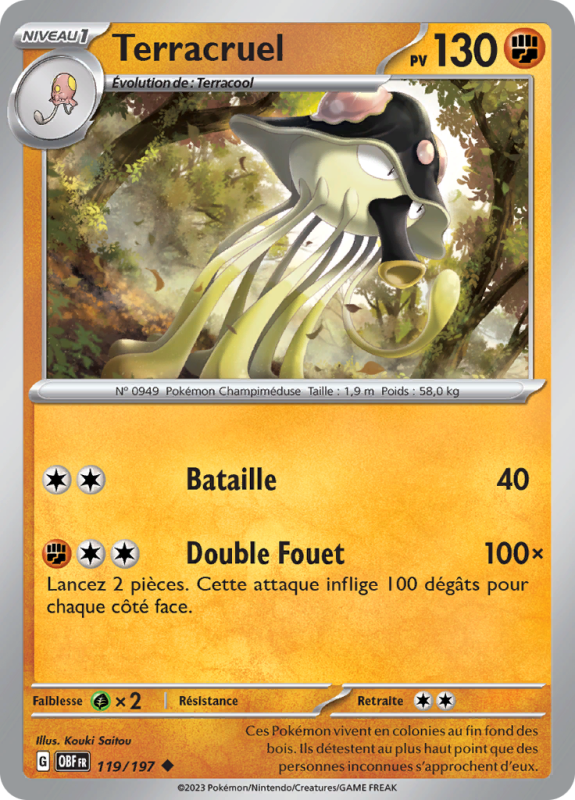 Carte Pokémon Terracruel 119/197 Peu commune Flammes Obsidiennes
