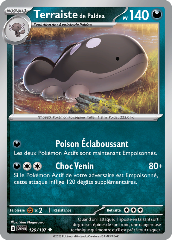Carte Pokémon Terraiste de Paldea 129/197 Peu commune Flammes Obsidiennes