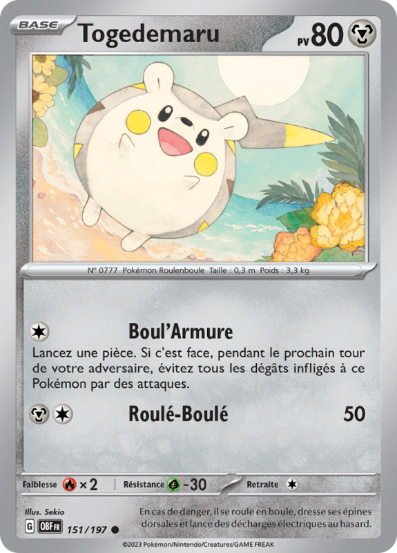 Carte Pokémon Togedemaru 151/197 Commune Flammes Obsidiennes