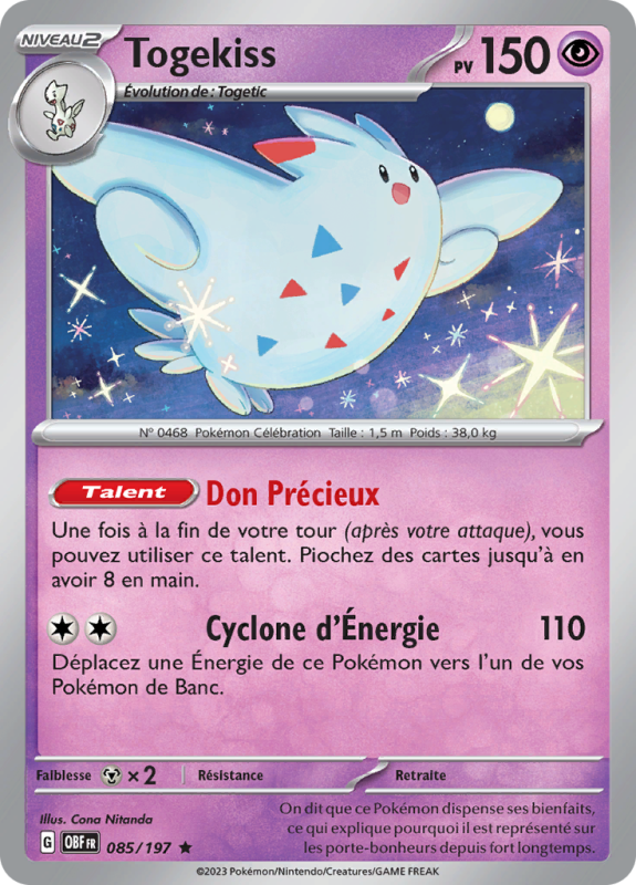 Carte Pokémon Togekiss 085/197 Holographique Flammes Obsidiennes