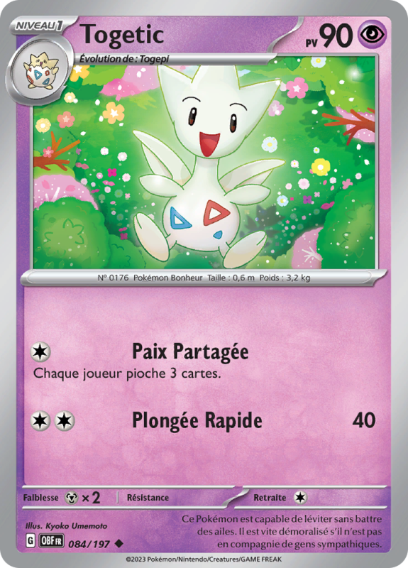 Carte Pokémon Togetic 084/197 Peu commune Flammes Obsidiennes