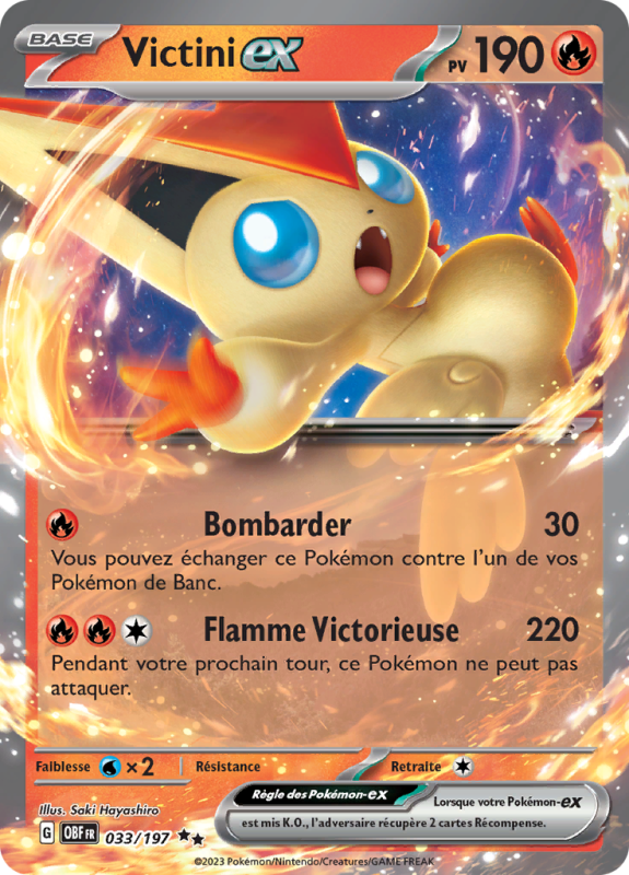 Carte Pokémon Victini-ex 033/197 Double rare Flammes Obsidiennes