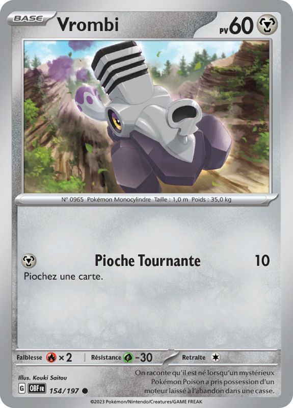 Carte Pokémon Vrombi 154/197 Commune Flammes Obsidiennes
