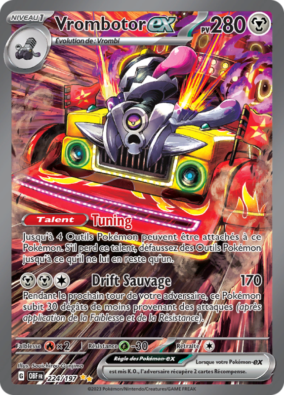 Carte Pokémon Vrombotor-ex 224/197 Alternative Flammes Obsidiennes