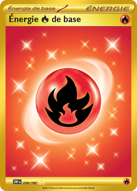 Carte Pokémon Énergie Feu de base 230/197 Gold Flammes Obsidiennes
