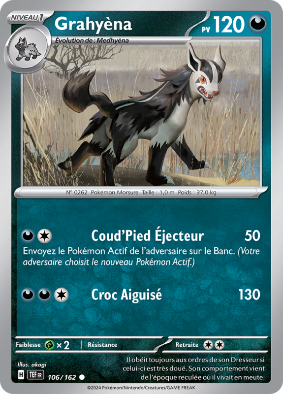 Carte Pokémon Grahyèna 106/162 Commune Forces Temporelles