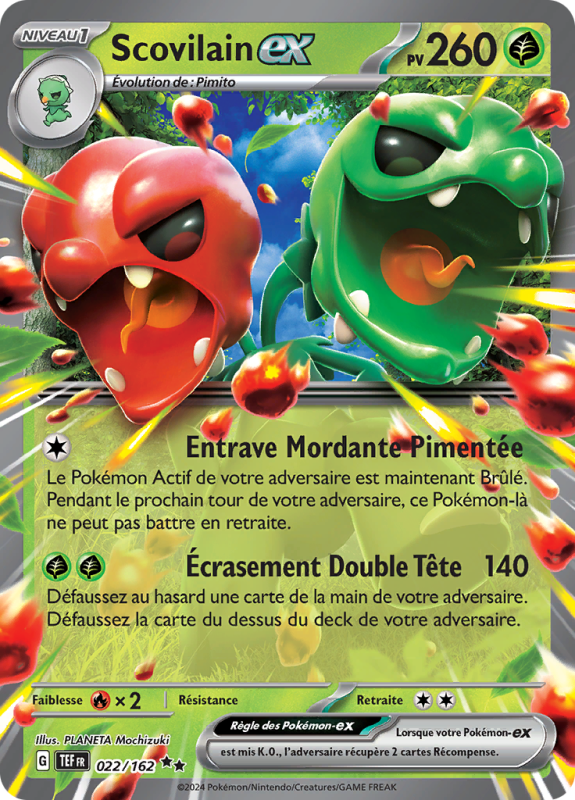 Carte Pokémon Scovilain-ex 022/162 Double rare Forces Temporelles