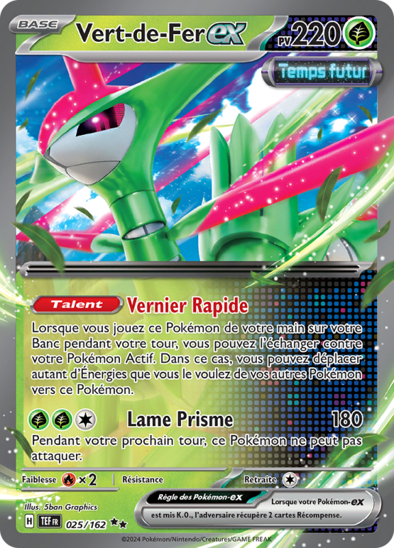 Carte Pokémon Vert-de-Fer-ex 025/162 Double rare Forces Temporelles