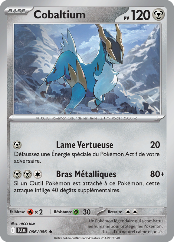 Carte Pokémon Cobaltium 066/086 Holographique Foudre Noire