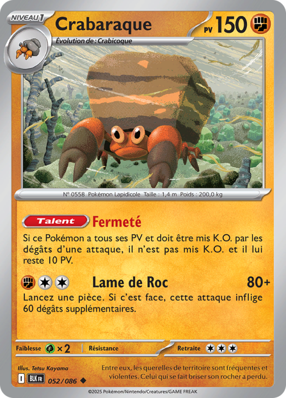 Carte Pokémon Crabaraque 052/086 Peu commune Foudre Noire
