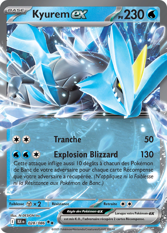 Carte Pokémon Kyurem-ex 028/086 Double rare Foudre Noire