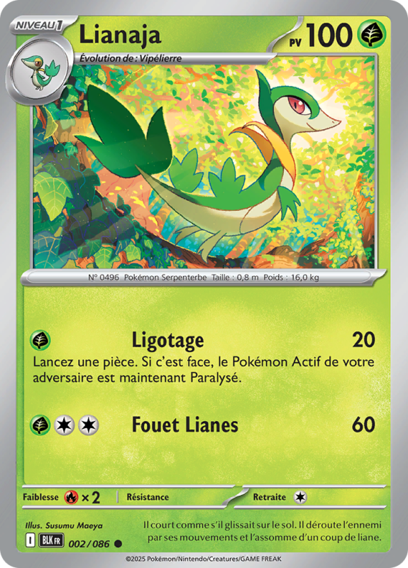 Carte Pokémon Lianaja 002/086 Commune Foudre Noire