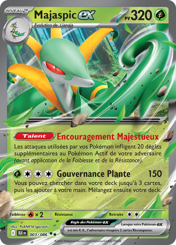 Carte Pokémon Majaspic-ex 003/086 Double rare Foudre Noire