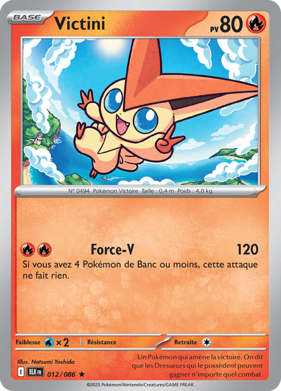 Carte Pokémon Victini 012/086 Holographique Foudre Noire
