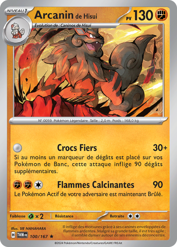 Carte Pokémon Arcanin de Hisui 100/167 Holographique Mascarade Crépusculaire