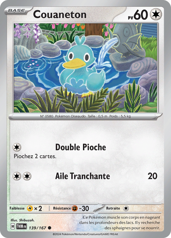 Carte Pokémon Couaneton 139/167 Commune Mascarade Crépusculaire