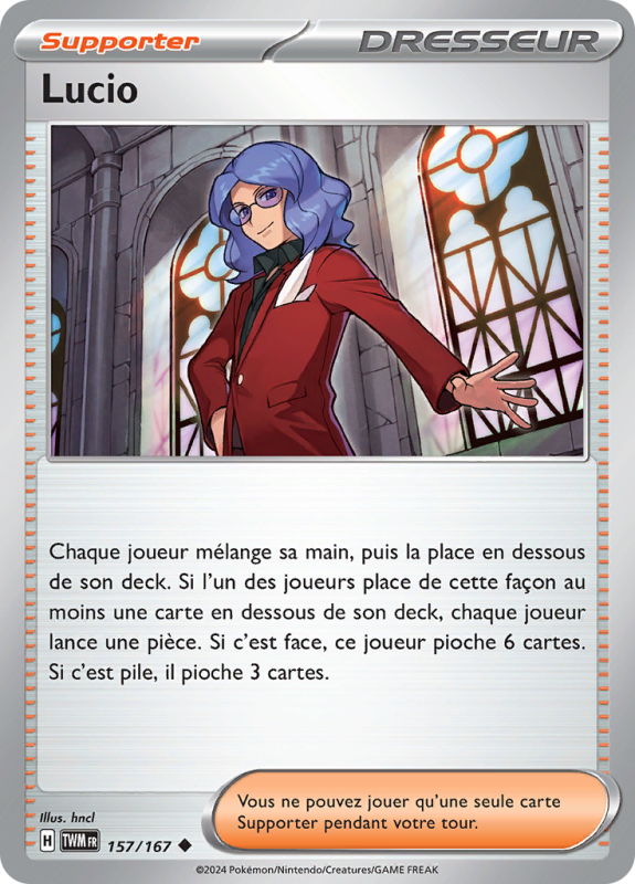 Carte Pokémon Lucio 157/167 Peu commune Mascarade Crépusculaire