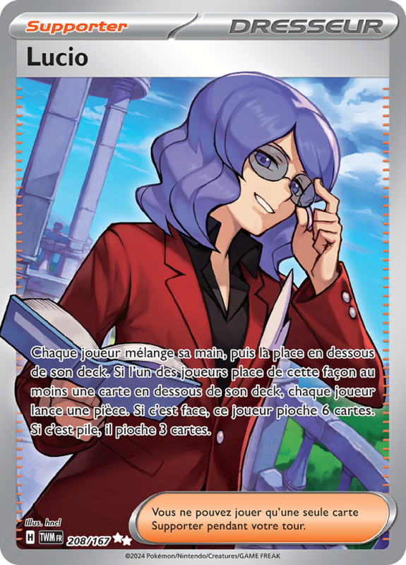 Carte Pokémon Lucio 208/167 Ultra Rare Mascarade Crépusculaire