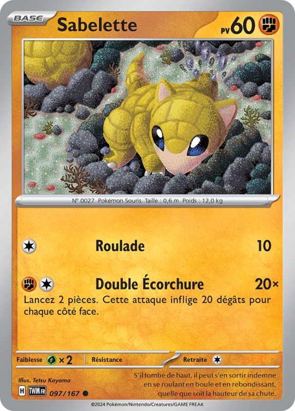 Carte Pokémon Sabelette 097/167 Commune Mascarade Crépusculaire