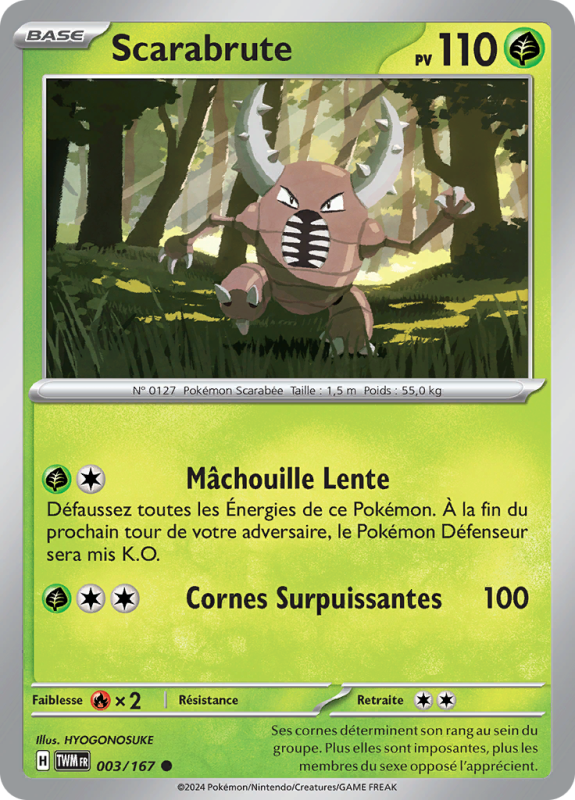 Carte Pokémon Scarabrute 003/167 Commune Mascarade Crépusculaire