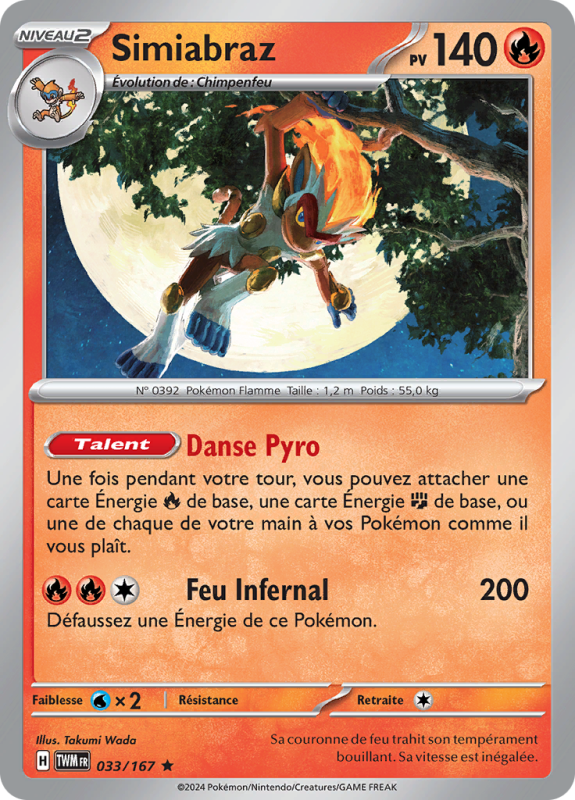 Carte Pokémon Simiabraz 033/167 Holographique Mascarade Crépusculaire