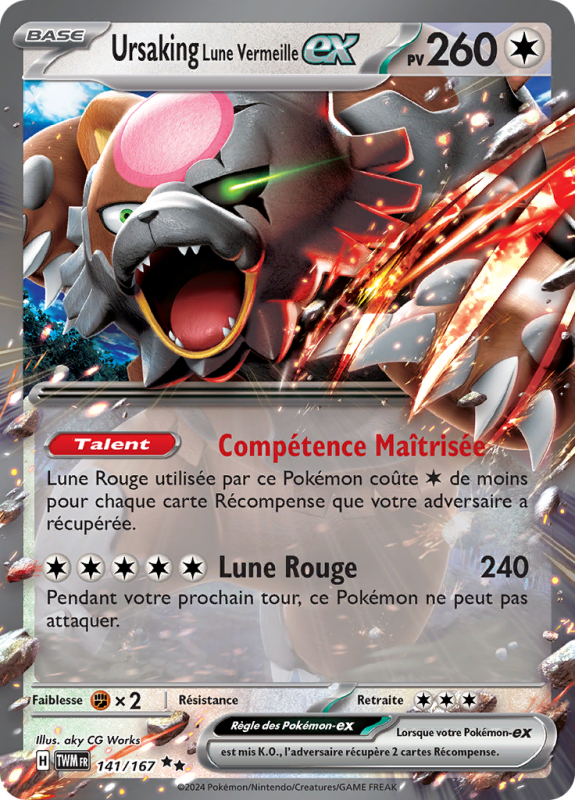 Carte Pokémon Ursaking Lune Vermeille-ex 141/167 Double rare Mascarade Crépusculaire