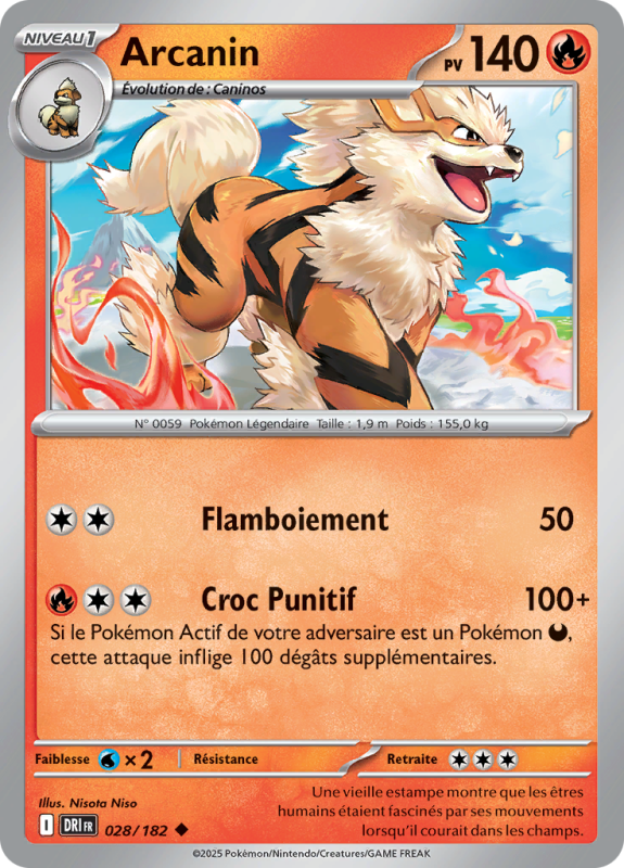 Carte Pokémon Arcanin 028/182 Peu commune Rivalités Destinées
