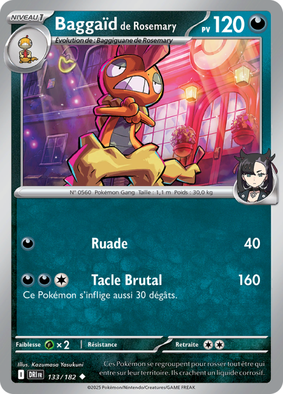 Carte Pokémon Baggaïd de Rosemary 133/182 Peu commune Rivalités Destinées