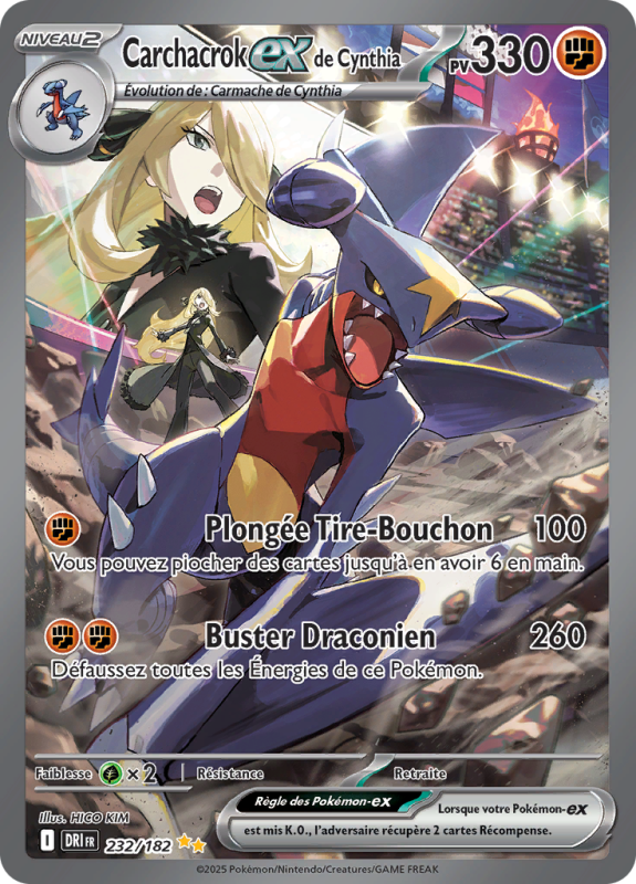 Carte Pokémon Carchacrok-ex de Cynthia 232/182 Alternative Rivalités Destinées