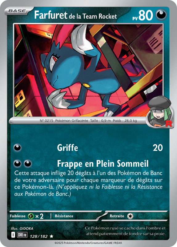 Carte Pokémon Farfuret de la Team Rocket 128/182 Holographique Rivalités Destinées