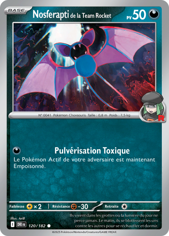 Carte Pokémon Nosferapti de la Team Rocket 120/182 Commune Rivalités Destinées