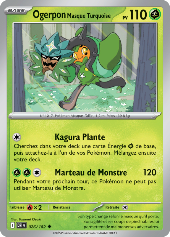 Carte Pokémon Ogerpon Masque Turquoise 026/182 Peu commune Rivalités Destinées