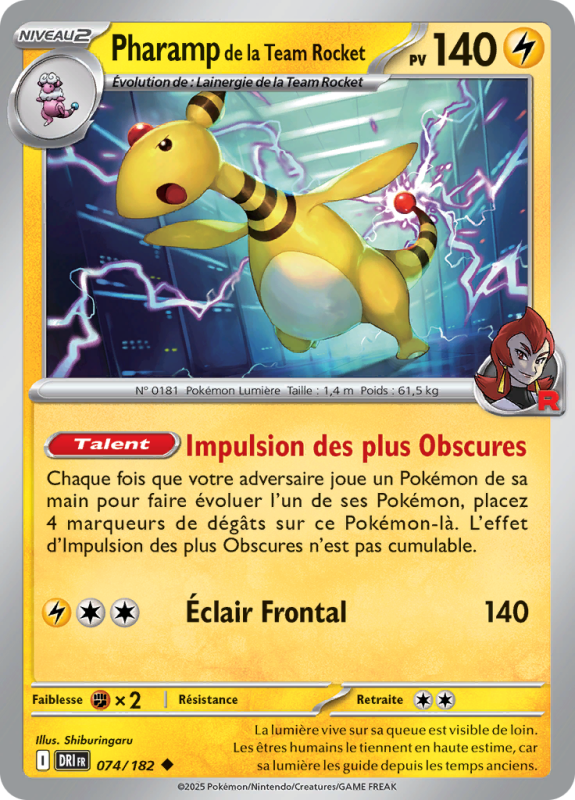 Carte Pokémon Pharamp de la Team Rocket 074/182 Peu commune Rivalités Destinées