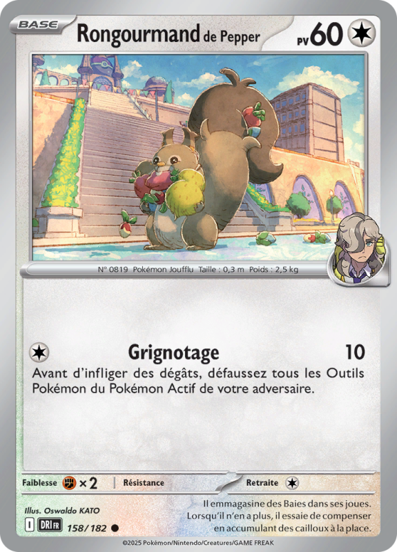 Carte Pokémon Rongourmand de Pepper 158/182 Commune Rivalités Destinées
