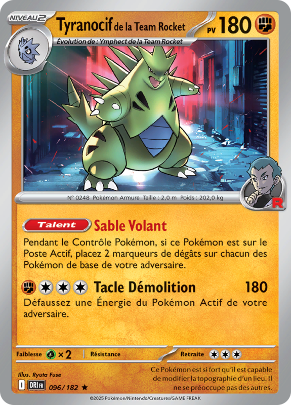 Carte Pokémon Tyranocif de la Team Rocket 096/182 Holographique Rivalités Destinées