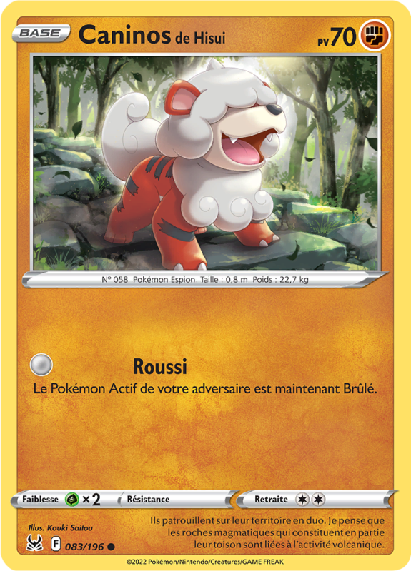 Carte Pokémon Caninos de Hisui 083/196 Commune Origine Perdue