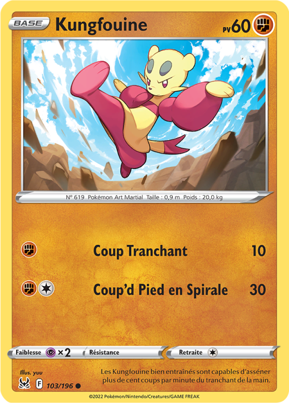 Carte Pokémon Kungfouine 103/196 Commune Origine Perdue