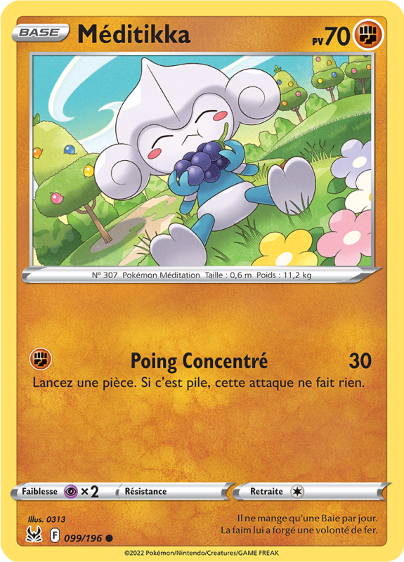 Carte Pokémon Méditikka 099/196 Commune Origine Perdue
