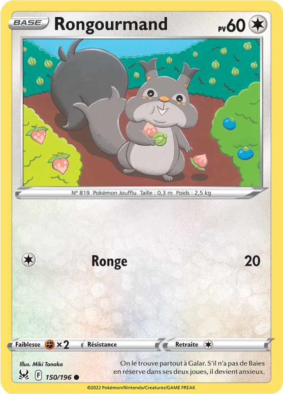 Carte Pokémon Rongourmand 150/196 Commune Origine Perdue