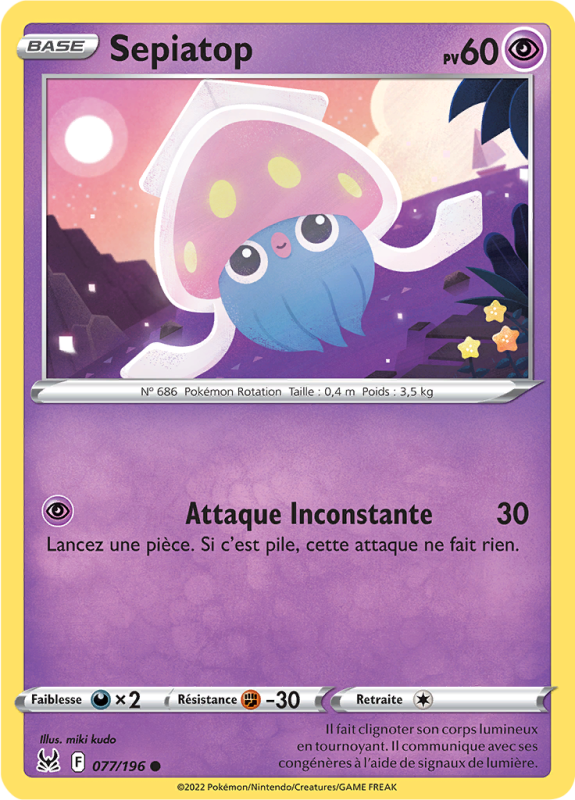 Carte Pokémon Sepiatop 077/196 Commune Origine Perdue