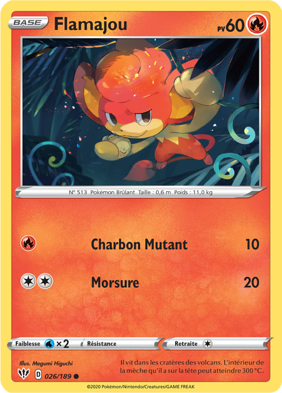 Carte Pokémon Flamajou 026/189 Commune Ténèbres Embrasées