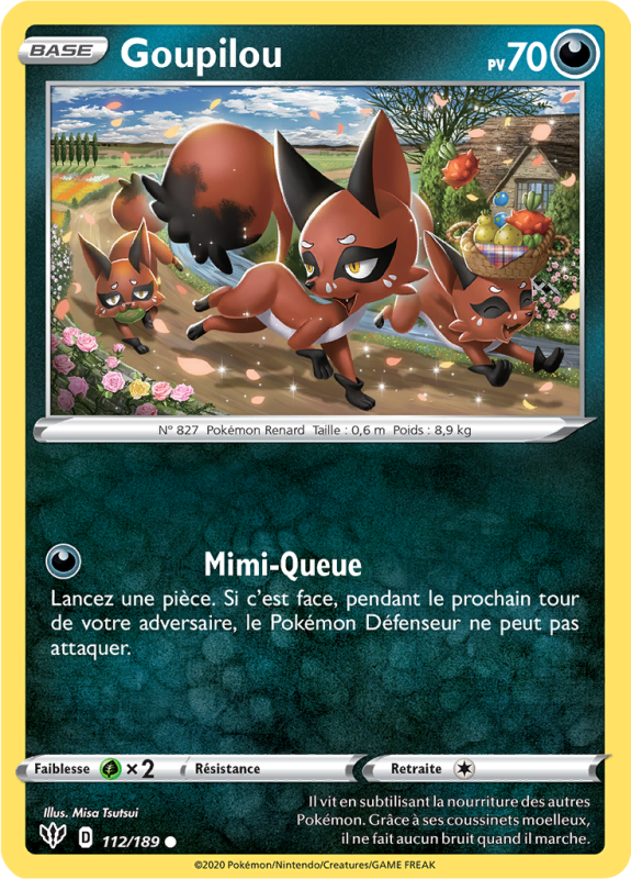 Carte Pokémon Goupilou 112/189 Commune Ténèbres Embrasées