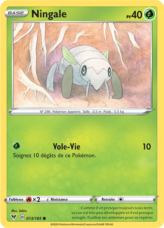 Carte Pokémon Ningale 013/185 Commune Voltage Éclatant