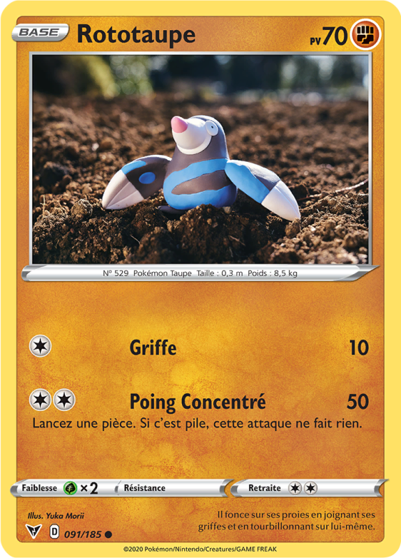 Carte Pokémon Rototaupe 091/185 Commune Voltage Éclatant