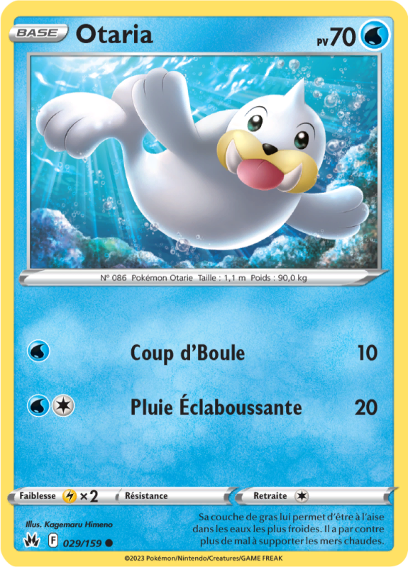 Carte Pokémon Otaria 029/159 Commune Zénith Suprême