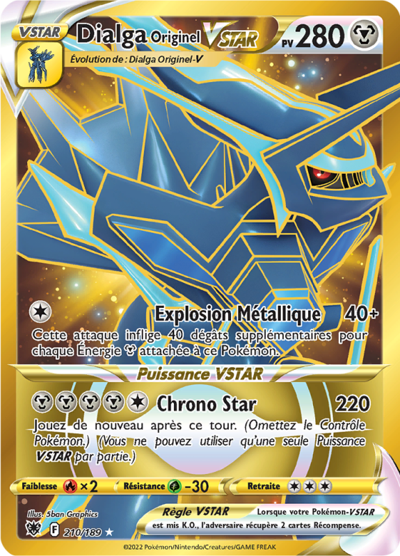 Carte Pokémon Dialga Originel-VSTAR 210/189 Gold Astres Radieux