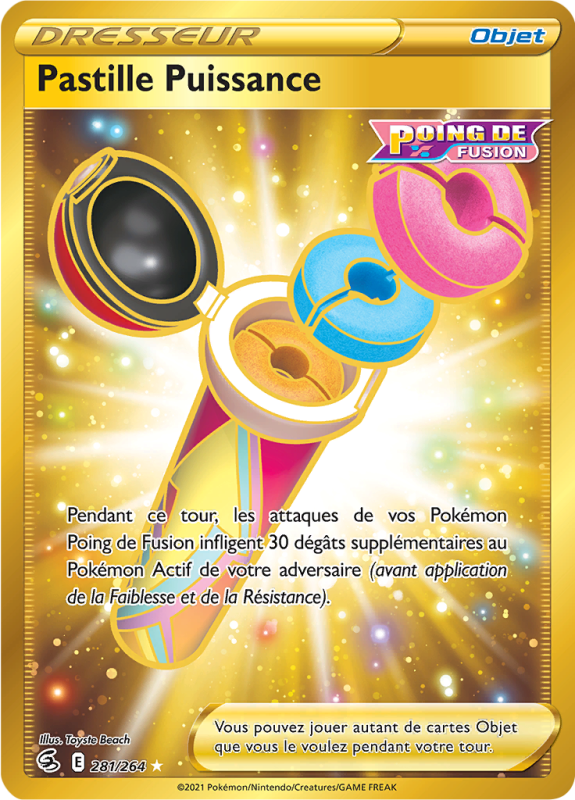 Carte Pokémon Pastille Puissance 281/264 Gold Poing de Fusion